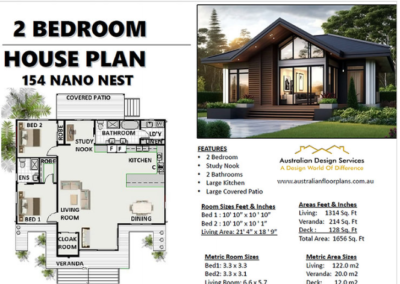 Modern granny flat floor plan 2BR 2 Bathroom floor plan