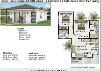 Nikara 2 Bedroom 2 bathroom granny flat floor plans