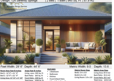 Serenity granny flat floor plans 2 bedroom 1 bathroom specs