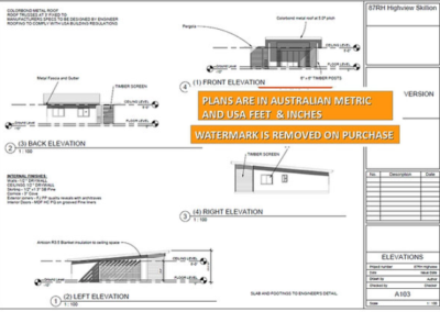 Skillion roof granny flat floor plan _elevation