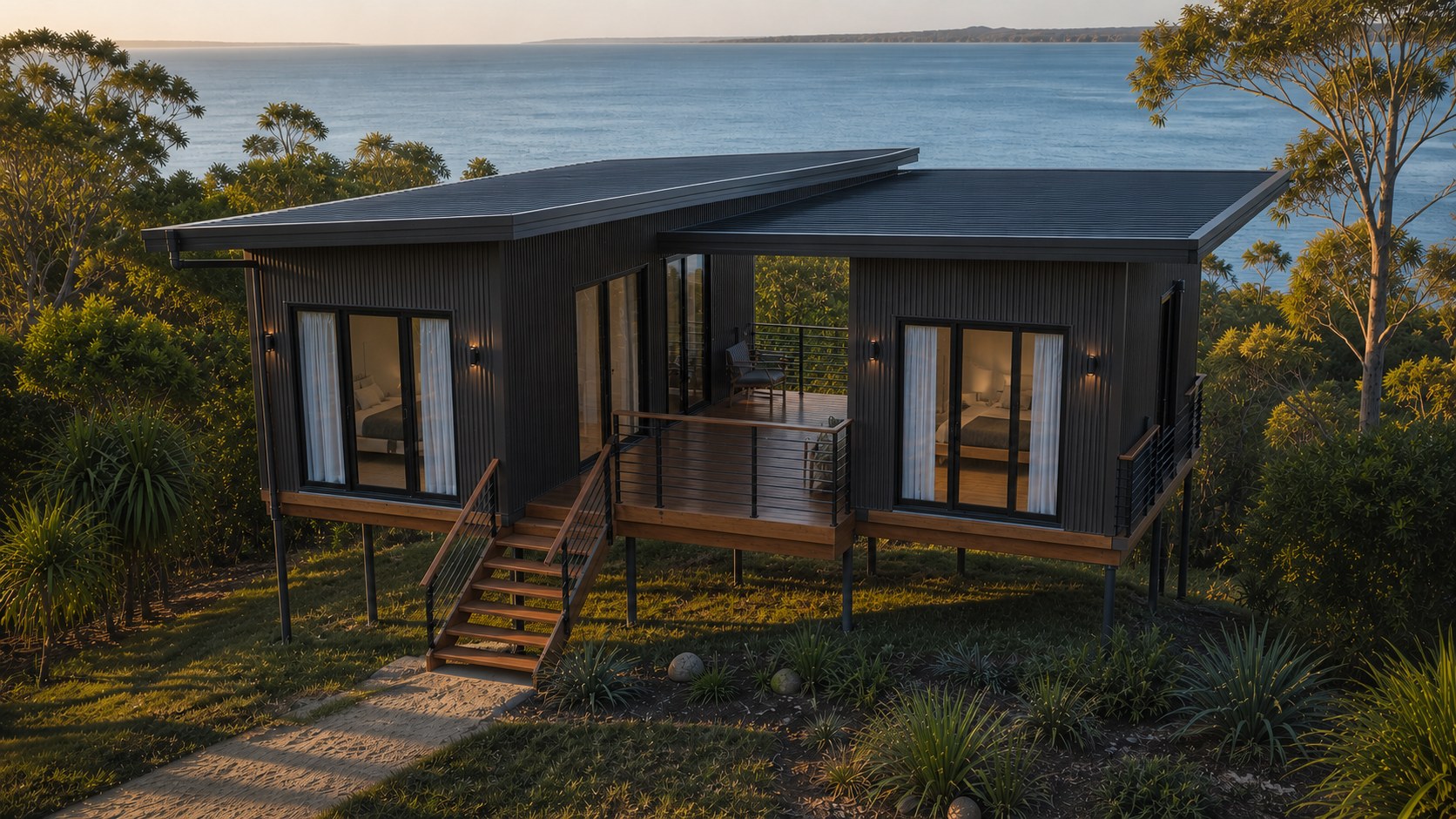 Stamford Hampton Style two-bedroom container home for Gold Coast properties